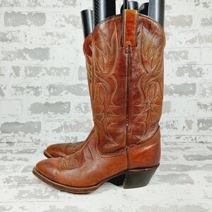 Imperial Brown Leather Pointed Toe Embroidered Western Cowboy Boots i913